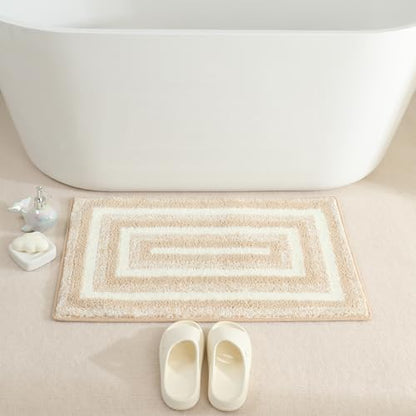 Rugs Non-Slip Washable, Extra Soft Absorbent Bath Rug, Machine Washable Bathroom Mat, Thick Bath Mat for Tub, Shower, Bathroom, Brown, 20"x31" - color: Brown