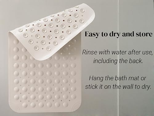 Bathtub Mat Non Slip, Shower Mats with Suction Cup and Drain Holes, Showers Floor Bath Mats for Tub, Drainage Hole Bath Tub Mat for Bathroom (27.6" × 15", Beige) - color: Beige
