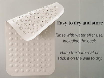Bathtub Mat Non Slip, Shower Mats with Suction Cup and Drain Holes, Showers Floor Bath Mats for Tub, Drainage Hole Bath Tub Mat for Bathroom (27.6" × 15", Beige) - color: Beige