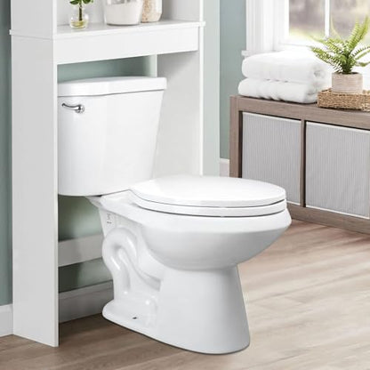 Toilet Seat Elongated, Slow Close Hinges, Non-Slip Bumpers, White | Easy Clean Toilet Seat Cover, Two Mounting Kits, Durable High-Gloss Plastic, Quick-Release, for Standard Elongated Toilets - size: Elongated