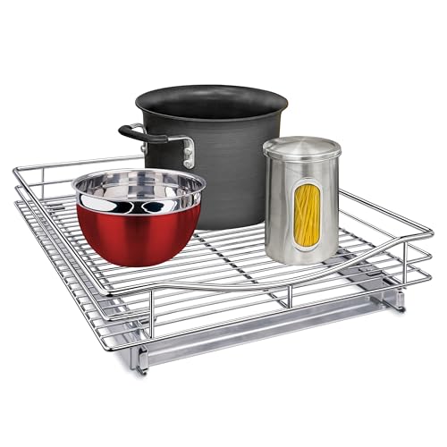 LYNK PROFESSIONAL® Pull Out Cabinet Organizer, 17" x 18" Slide Out Cabinet Organizer Pull Out Drawer – Pull Out Shelves for Kitchen Cabinets – Under Sink Organizers - Lifetime Ltd. Warranty, Chrome - size: 17" W x 18" D