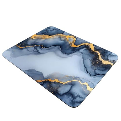 24x16 Diatomaceous Earth Bath Mat, Super Absorbent Soft Stone Bath Mat for Bathroom Floor, Quick Dry Non-Slip Shower Mat, Large Drying Mat for Kitchen Counter Blue Gold Marble Ink Art