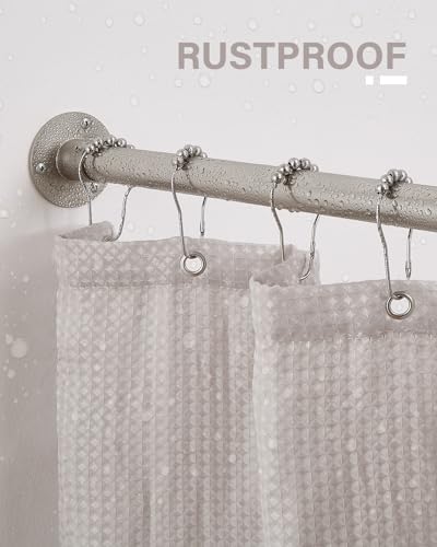 Corner Shower Curtain Rod, Brushed Nickel [39"-69"] x [55"-85"] Adjustable L Shaped Shower Rod No-Sagging 90 Degree Curved Curtain Rod for Bathroom Bathtub with 12 Ring Hooks & Ceiling Support - size: 39"-69" x 55"-85"