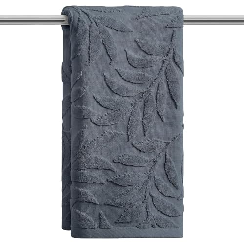 Artoid Mode 1 Pc Grey 3D Leaves Jacquard Hand Towels for Bathroom, 100% Cotton Soft Absorbent Bathroom Decor Towels, 13.7 x 29.5 Inch - color: Grey, size: 13.7" x 29.5", 1PC