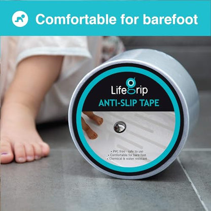 LifeGrip Anti Slip Transparent Anti Slip Tape, 4 inch by 38 feet, Non-Slip Traction Grip Tape to Tubs, Boats, Stairs, Clear, Soft, Comfortable for Bare feet (4" X 38') - size: 4" X 38'
