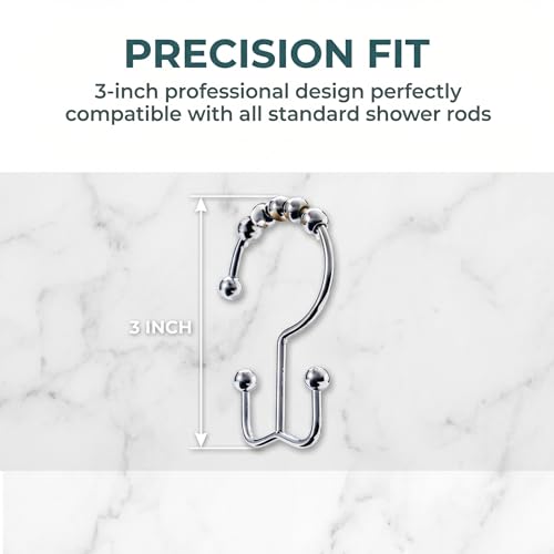 Shower Curtain Hooks Rings, Rust Resistant Metal Hangers Double Glide Shower Hooks Rings for Bathroom Rods Curtains, 12 PCS, Silvery - color: Silvery, size: 12 PCS