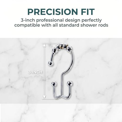 Shower Curtain Hooks Rings, Rust Resistant Metal Hangers Double Glide Shower Hooks Rings for Bathroom Rods Curtains, 12 PCS, Silvery - color: Silvery, size: 12 PCS