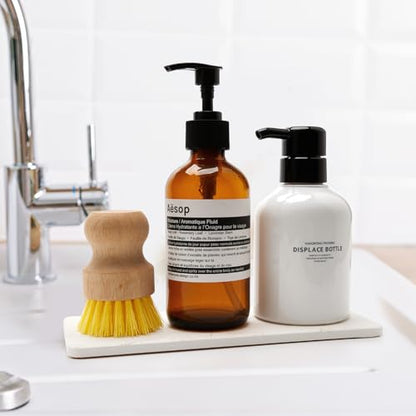 2 Water Absorbing Stone Drying Trays for Bathroom Sink Kitchen Soap Counter | Soap Dish Dispenser Sponge Holder White Ceramic Bathroom Vanity Quick Dry Stone Mat for Kitchen Sink Marble Diatomite Tray - color: White Marble