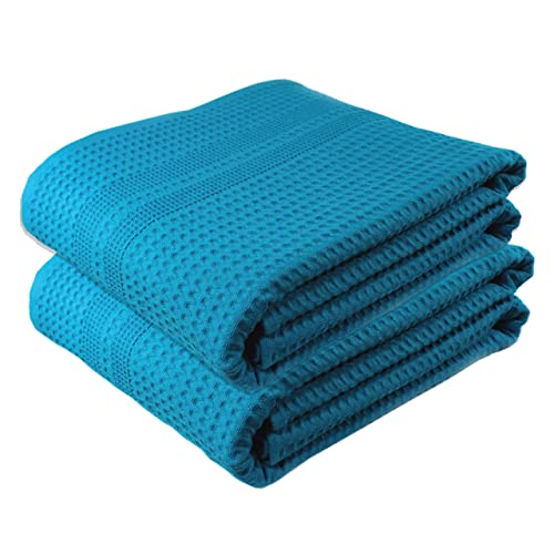 GILDEN TREE Waffle Bath Sheet Large Bath Towels Quick Dry Thin Body Towels, 40x80 Oversized Bath Towels for Adults, 2 Pack Bath Sheet Set, Classic Style (Aqua) - color: Aqua, size: Bath Sheet (2 Pack)