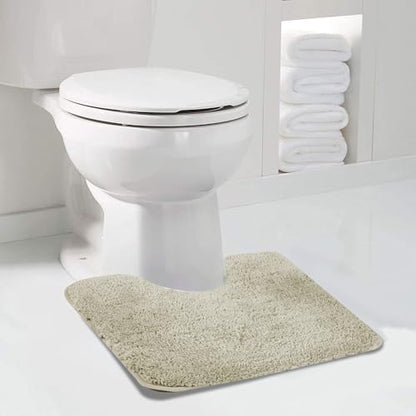 Walensee Bathroom Contour Rug (20x24, Light Tan) Non Slip Bath Mat Water Absorbent Soft Microfiber Shaggy Bathroom Mat Machine Washable Bath Rug U Shape Toilet Rug - color: Light Tan, size: 2' x 1'8"