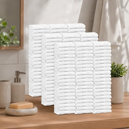 100% Cotton Washcloths 12x12 Inches, 600 GSM, Soft & Absorbent, Durable, Set of 200, White - color: White, size: Washcloth Set of 200