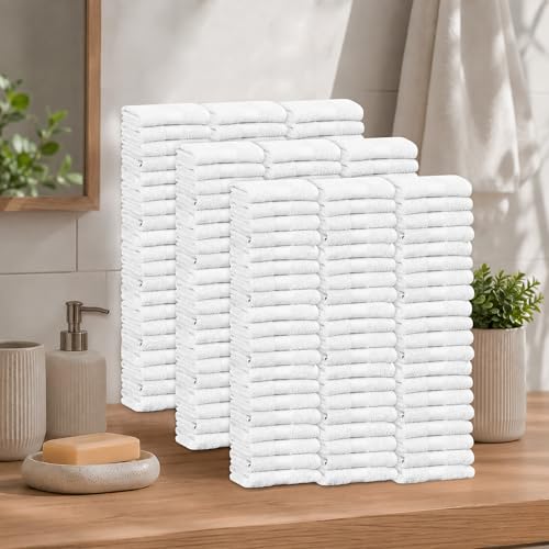 100% Cotton Washcloths 12x12 Inches, 600 GSM, Soft & Absorbent, Durable, Set of 200, White - color: White, size: Washcloth Set of 200
