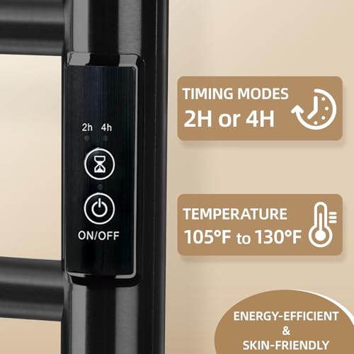 Towel Warmers for Bathroom, Electric Heated Towel Rack Wall Mounted, Black | 8 Bar, Built-in 2H/4H Timer, IPX4 Waterproof Stainless Steel, Plug-in, Fast Heating Large Capacity for Bathroom Spa Gym - size: 8 Bars
