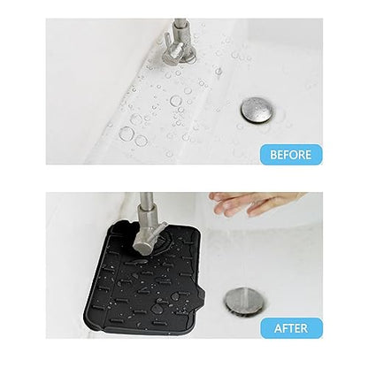 2 Pieces Black Faucet Guard & Draining Mat 8.3" Mini Splash Guard Faucet Handle Drip Catcher Tray Mat for Kitchen & Bathroom Sink Small Kitchen Sink Splash Guard for Placing Dish Soap Sponge - color: Style C Black