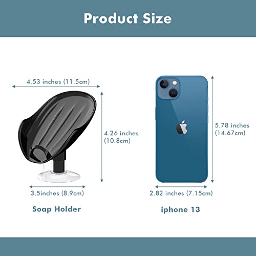 NPET Not Punched Self Draining Plastic Soap Dish Holder with Enlarged Suction Cup,Portable Soap Tray for Bathroom Shower, Kitchen Sink, Save Space and Soap (2, 2 Black) - color: 2 Black