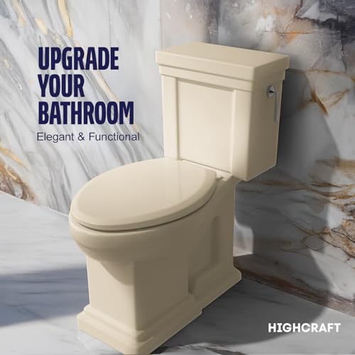 Highcraft B4TSPE Elongated Plastic Toilet Seat Slow Close ? Easy Remove, Bone - color: Bone, size: Elongated Plastic