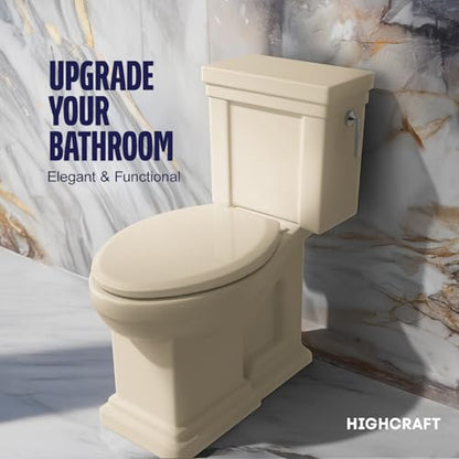 Highcraft B4TSPE Elongated Plastic Toilet Seat Slow Close ? Easy Remove, Bone - color: Bone, size: Elongated Plastic