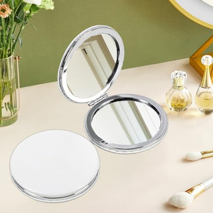Portable Makeup Mirror Double-Sided - 1 Pcs Daily Beauty Tool, Purse Accessory - color: Circle