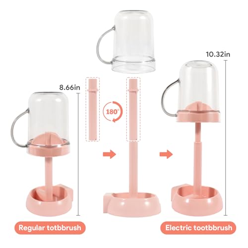 Toothbrush Holder with Cup Cover, 3 Slots Toothpaste Organizer Compatible with Electric Toothbrushes and Conventional Toothbrushes for Bathroom Pink - color: Pink