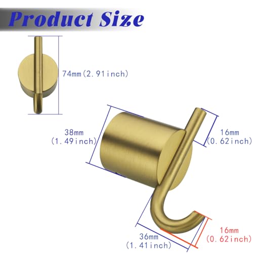 Champagne Bronze Wall Towel Hooks,Holder Waterproof Towel Hooks for Hanging Coat, Clothes, Wall Mount for Kitchen,SW-96068-8CB-2. - color: Double Hook-Champagne Bronze