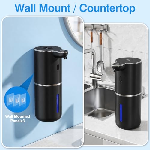 Fachixy Automatic Liquid Soap Dispenser Touchless, Smart Digital Display | 12.8oz/380mL, Up to 90 Days Battery Life, 6 Adjustable Level, Rechargeable, Wall Mountable IPX5 for Kitchen & Bathroom, Black - color: Black, style: Liquid
