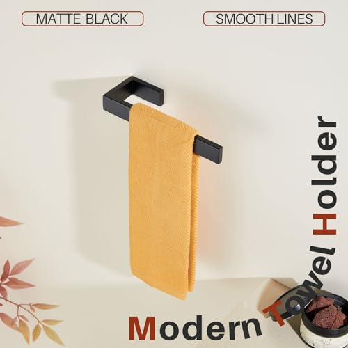 KOKOSIRI Hand Towel Bar Matte Black Bathroom Towel Holder Wall Mounted Kitchen Towels Shelf Bath Accessories Stainless Steel, B3009BK - color: Matte Black