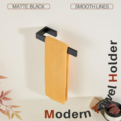 KOKOSIRI Hand Towel Bar Matte Black Bathroom Towel Holder Wall Mounted Kitchen Towels Shelf Bath Accessories Stainless Steel, B3009BK - color: Matte Black