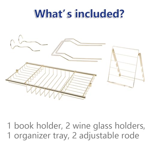 Bathtub Tray Caddy for Luxury Bath Expandable Bath Tub Tray (Copper) | Expandable Length,Extra Wide,2 Removeable Wine Glass Holder,Soap Accessaries Holder,Laptop Reading,Bath Tools Organize - color: Copper