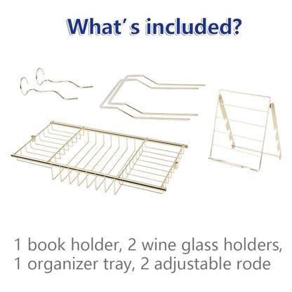 Bathtub Tray Caddy for Luxury Bath Expandable Bath Tub Tray (Copper) | Expandable Length,Extra Wide,2 Removeable Wine Glass Holder,Soap Accessaries Holder,Laptop Reading,Bath Tools Organize - color: Copper