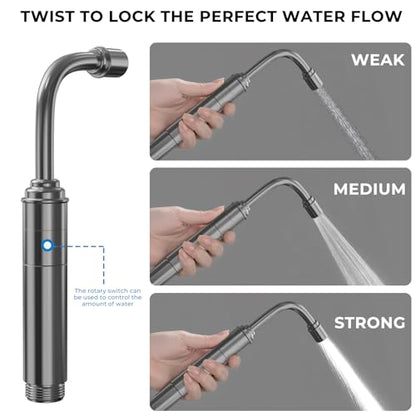 Handheld Toilet Bidet Sprayer for Toilet - Adjustable Flush Angle & Water Pressure for Bathroom Diaper Shower, All Brass Handheld Bidet Sprayer with Superior Complete Spray Hoses Kit (Grey) - color: Gray