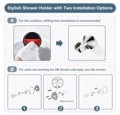 BRIGHT SHOWERS High Pressure Rain Shower Head Combo with Double Extension Arm, 8 Inch Rainfall Shower Head with Handheld Spray, Height Adjustable Dual Square Showerhead Set, Chrome - color: Chrome, style: Dual Shower Head with Extension Arm