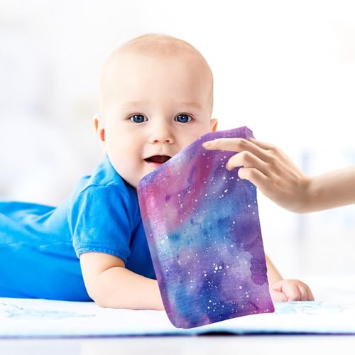 YETTASBIN Galaxy Muslin Baby Hand Washcloths, Soft Cotton Bath Face Towel, 4 Layers Extra Absorbent Feeding Burp Cloth for Newborn Infant, 5 Pack - size: 12 Inch x 5 Pack
