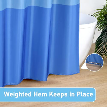 OTraki 72x84 inch Heavy Duty Bathroom Shower Curtain with 12 Hooks, Blue | Thick Shower Curtains Set Waterproof Machine Washable Polyester Cloth Shower Curtains Liner for Bath Bathtub - color: Blue, size: 72"W x 84"L (Pack of 1)