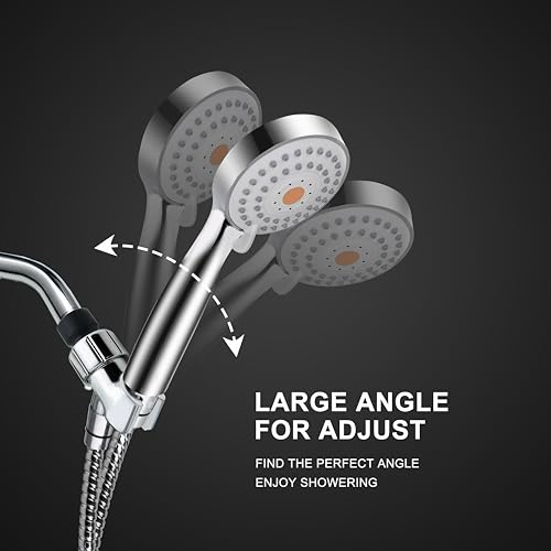 HO2ME High Pressure Handheld Shower, Power Boost Resists Low Flow, Chrome | Against weak pressure, pulsating massage for deep rinsing, with 79 inch stainless steel hose, rotatable mount arm, multi-mode