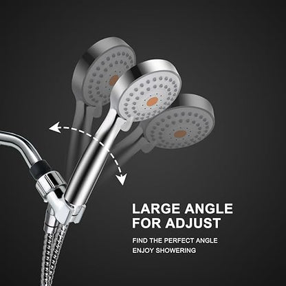HO2ME High Pressure Handheld Shower, Power Boost Resists Low Flow, Chrome | Against weak pressure, pulsating massage for deep rinsing, with 79 inch stainless steel hose, rotatable mount arm, multi-mode