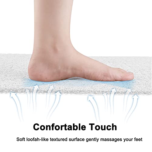 Leotruny Bath Tub Shower Mat 40 x 16 Inch Non Slip Soft PVC Loofah | Bathtub Mats for Bathroom - color: C03-white