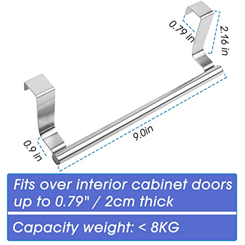 Mziart Modern Towel Bar with Hooks for Bathroom and Kitchen, Brushed Stainless Steel Towel Hanger Over Cabinet (9 inch) - size: 9 inch