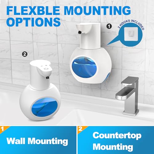 Automatic Foaming Soap Dispenser, 15oz/420ml Smart Hand Soap Dispensers, Touchless Wall Mount with 4-Level Adjustable, Rechargeable Foaming Hand Soap Dispenser for Bathroom Kitchen Office White - color: White