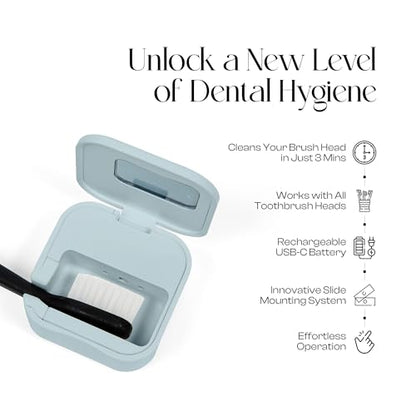 Mondano UV-C Toothbrush Sanitizer and Holder, Toothbrush Case - Manual/Electric Toothbrush Cover for Any Toothbrush Head - Rechargeable Toothbrush Travel Case, Tooth Brush Cover Cap for Home - color: Sky Blue