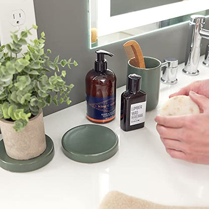 iDesign Ceramic Earth Collection Ceramic Bar Soap Dish, Moss - color: Moss, size: Soap Dish