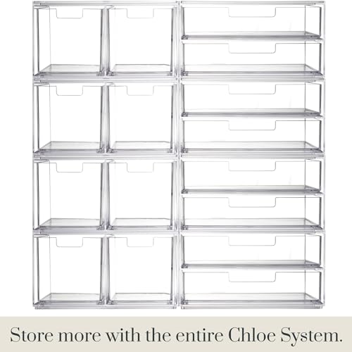 STORi Stackable Desk Organizer drawers, Clear Pen Pencil Makeup Brush drawers for Desktops and Vanities, 4 Tall Drawers (Made in USA) - style: 3.5"W x 3.5"H Drawers (Set of 4)