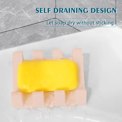 Soap Dish Holder for Shower with Suction Cup, Silicone Soap Holder & Saver Self-Draining Bar Soap Dish Keeps Soap Dry for Bathroom, Kitchen, Bathtub, Extends Soap Life (Pink-2Pack) - color: Pink - 2 Pack