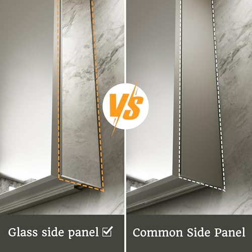48 x 24 in Medicine Cabinet with Mirror and Side Panels, Silver | Surface or Recessed Medicine Cabinet Mirror with Storage, Adjustable Shelves, Aluminum Alloy Frame, Assembly Required - size: 48''x24''