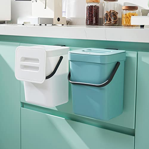 Small Kitchen Compost Bin, 3L Kitchen Waste Bin Wall Mounted Trash Can with Lid PP Material for Bathroom Kitchen Use (blue)