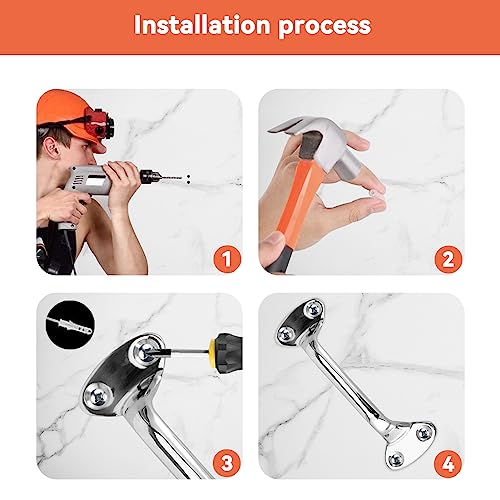 Bath Grab Bar, 6in Shower Grab Bar Stainless Steel Bathroom Handles Stairway Handrail Balance Bar Boat Yacht Handle Pull Shower Handle Safety Bar for Grab Bars Senior, Elderly, Handicap (2Pcs) - size: 2Pcs