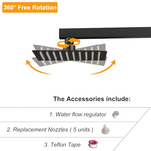8 In Rain Shower Head High Pressure Rainfall Shower Head Bronze | Square Rain Bathroom Showerhead, High Flow, Large Stainless Steel, Ceiling Mounted, Wall Mounted, Waterfall Full Body - color: Oil Rubbed Bronze, size: 8 Inch