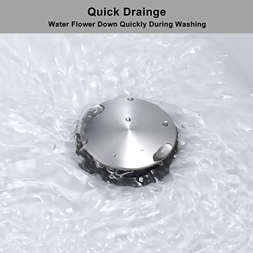 Bathroom Sink Stopper, Pop Up Drain Stopper for Bathroom Sink with Overflow, Built-in Anti-Clogging Strainer, Brushed Nickel - color: Brushed Nickel, style: Style A: pop up drain