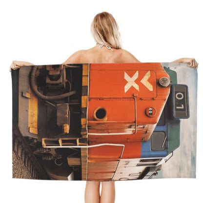 Train Bath Towel Super Absorbent Beach Towels Microfiber Bathroom Towel 32 x 52 Inch - color: Train