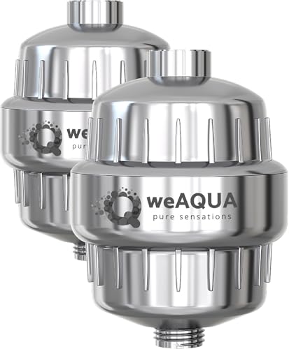 weAQUA Heavy Duty Shower Filter Family 2 PACK – 99% Removal for Hard Water, Chlorine, Fluoride, Heavy Metals, Micro-life, Organics and More (Chrome) - color: 2 Pack Family - Chrome