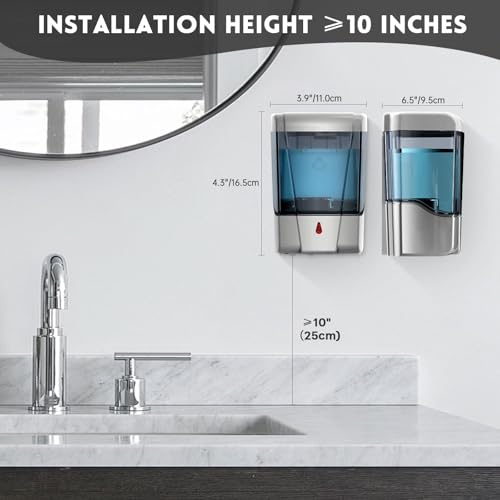 Automatic Soap Dispenser 20fl oz/600ml Touchless Wall Mount Liquid ABS Auto Hands Free Touchless Soap Dispensers Bathroom Kitchen 9031 Silver - color: Silver
